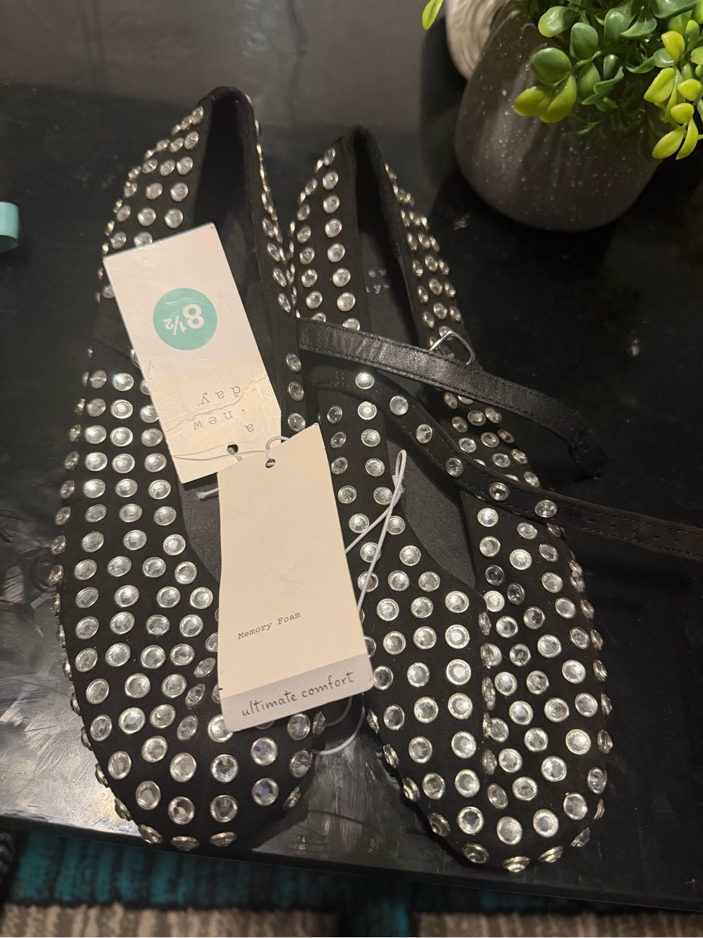 Studded Black Crossbody Bag with Silver Accents